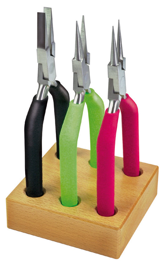 PLIERS SET OF 3 140MM ON WOODEN BASE