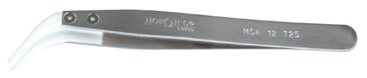 "HOROTEC" ALU. TWEEZERS DELRIN CURVED PT