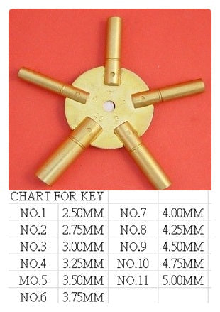 KEY BRASS 5 PRONG 2,4,6,8,10